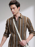 Highlander Men Mustard Striped Slim Fit Casual Shirt - Mustard - Image 1