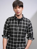 Highlander Men Black Checked Slim Fit Casual Shirt - Black - Image 1