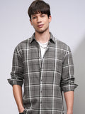 Highlander Men Grey Checked Relaxed Fit Casual Shirt - Grey - Image 1