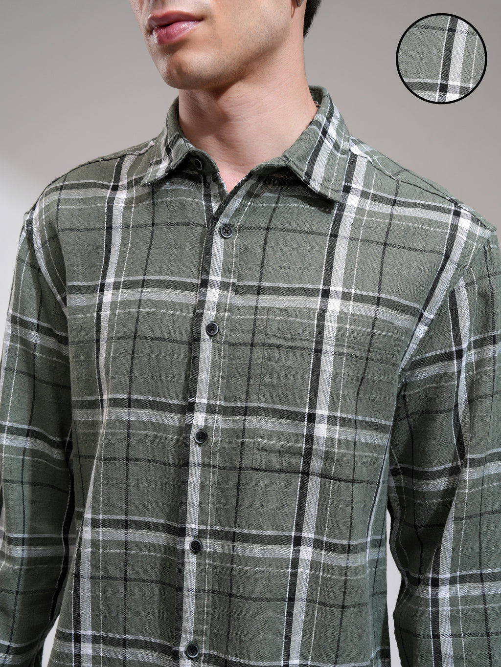 Highlander Men Green Checked Relaxed Fit Casual Shirt - Green - Image 5