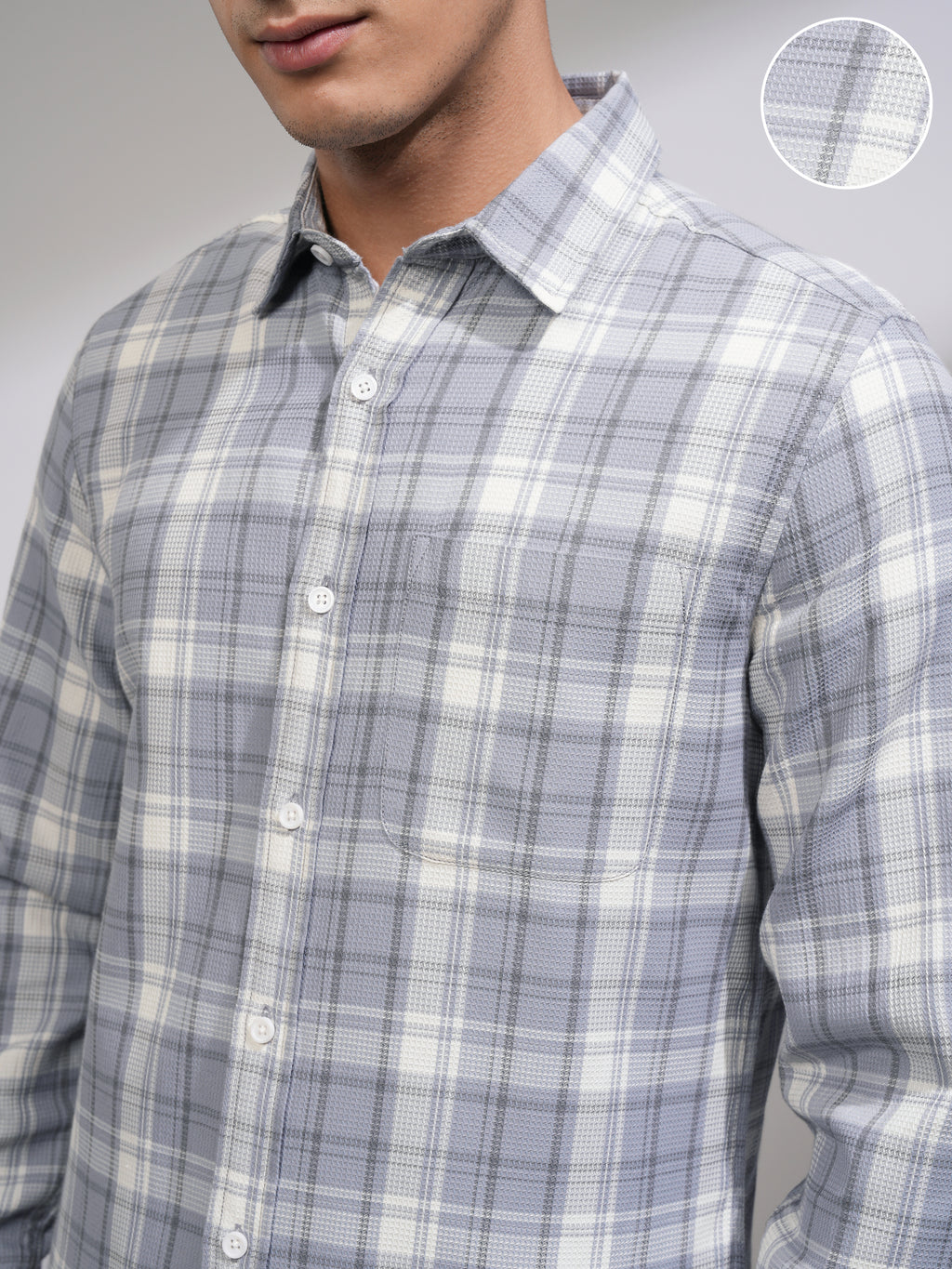 Highlander Men Blue Checked Slim Fit Casual Shirt - Blue - Image 5