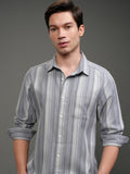 Highlander Men Blue Striped Slim Fit Casual Shirt - Blue - Image 1
