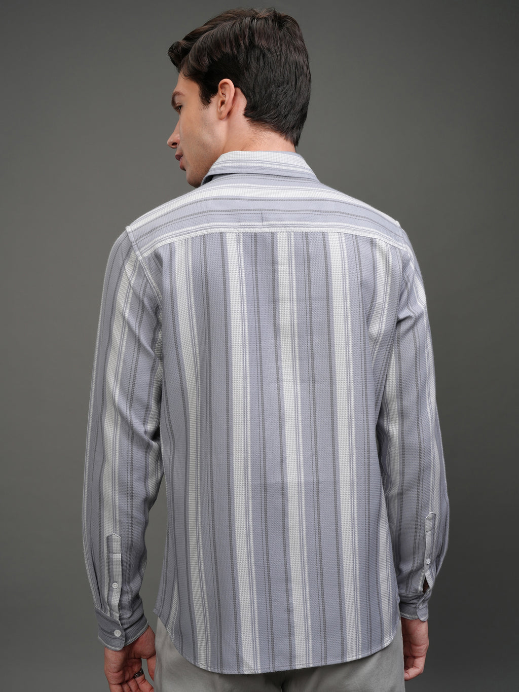 Highlander Men Blue Striped Slim Fit Casual Shirt - Blue - Image 3