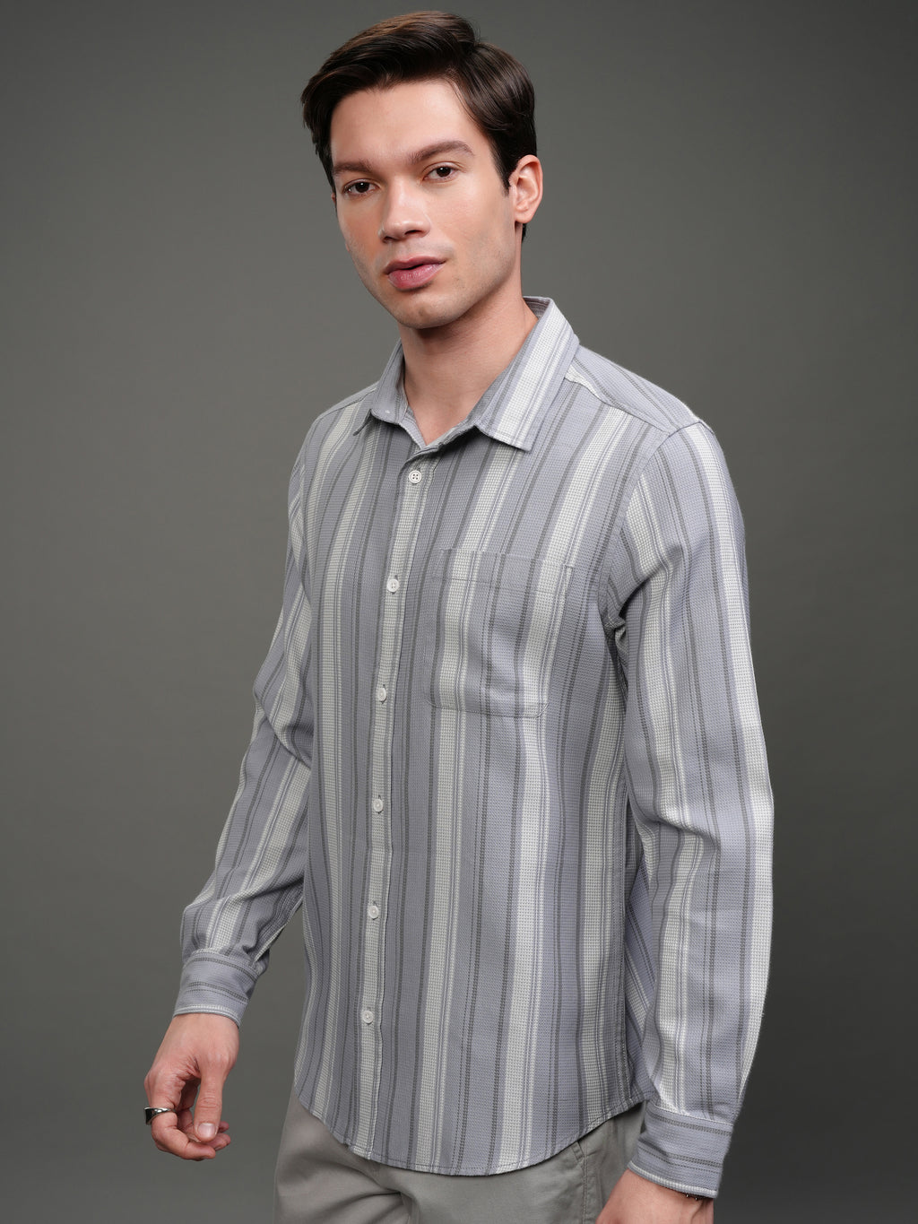 Highlander Men Blue Striped Slim Fit Casual Shirt - Blue - Image 4