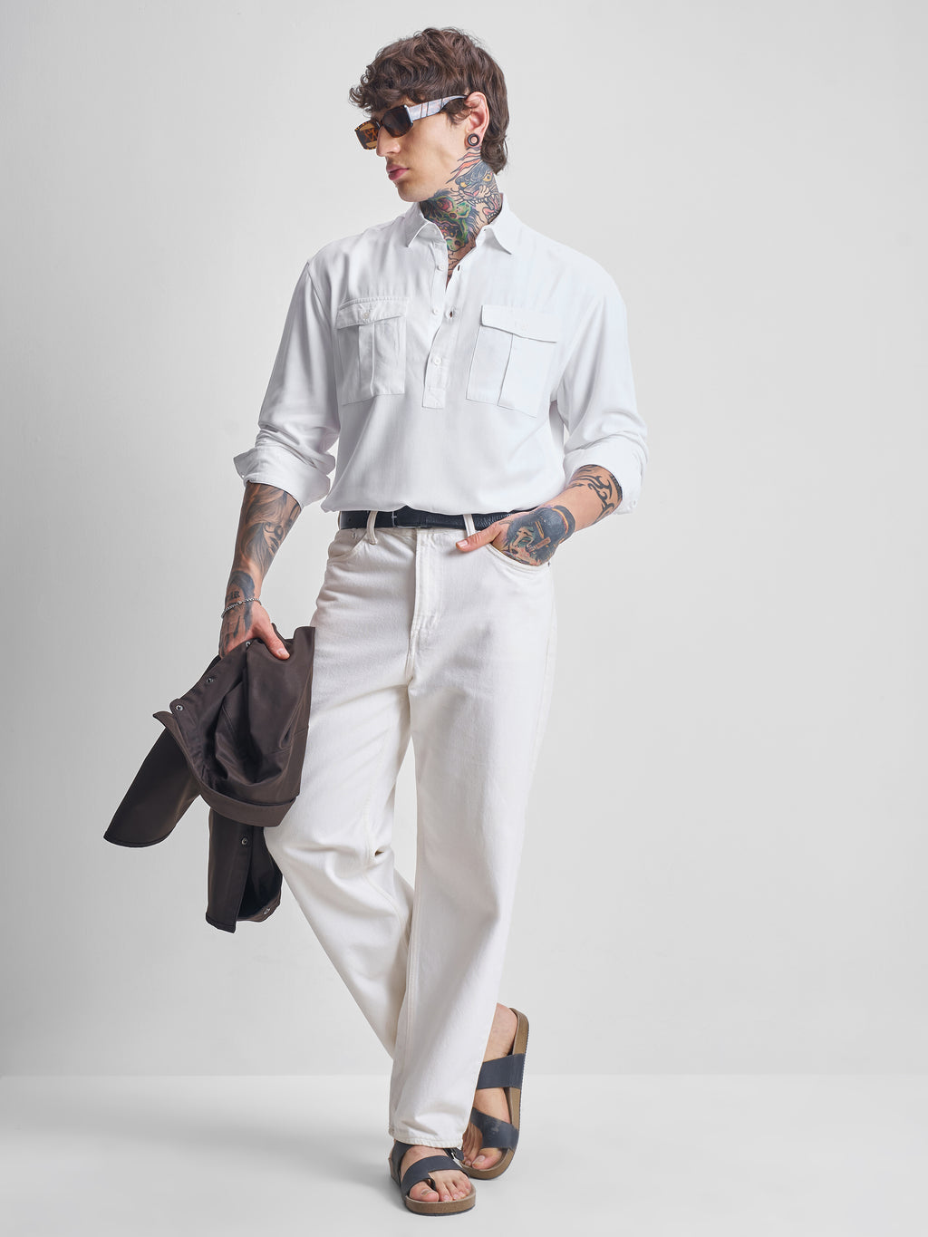 Highlander Men White Solid Relaxed Fit Casual Shirt - White - Image 2