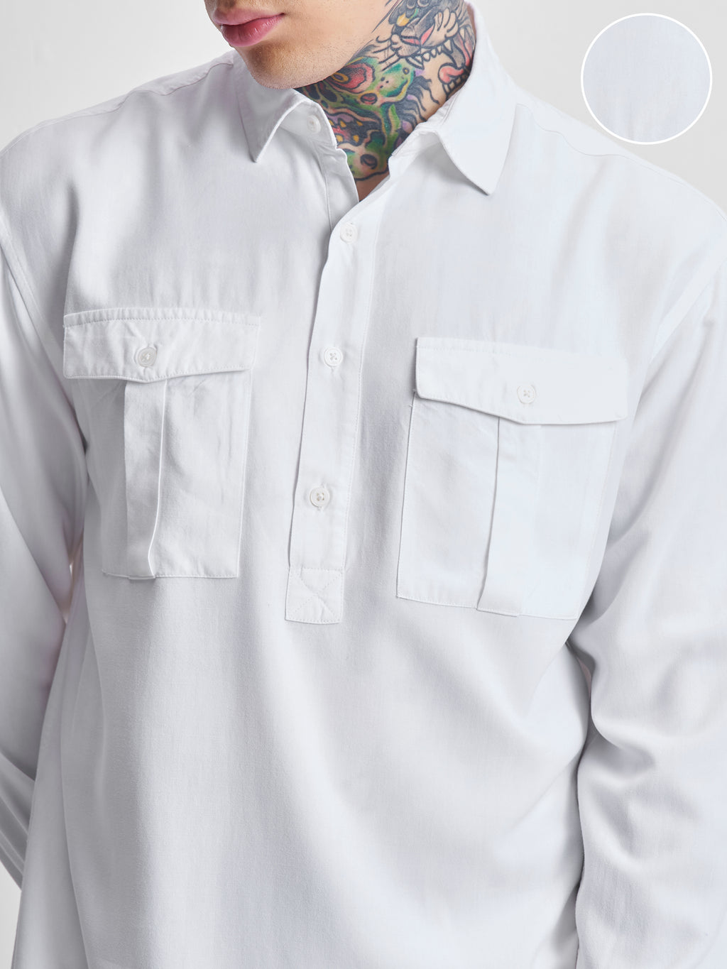 Highlander Men White Solid Relaxed Fit Casual Shirt - White - Image 5