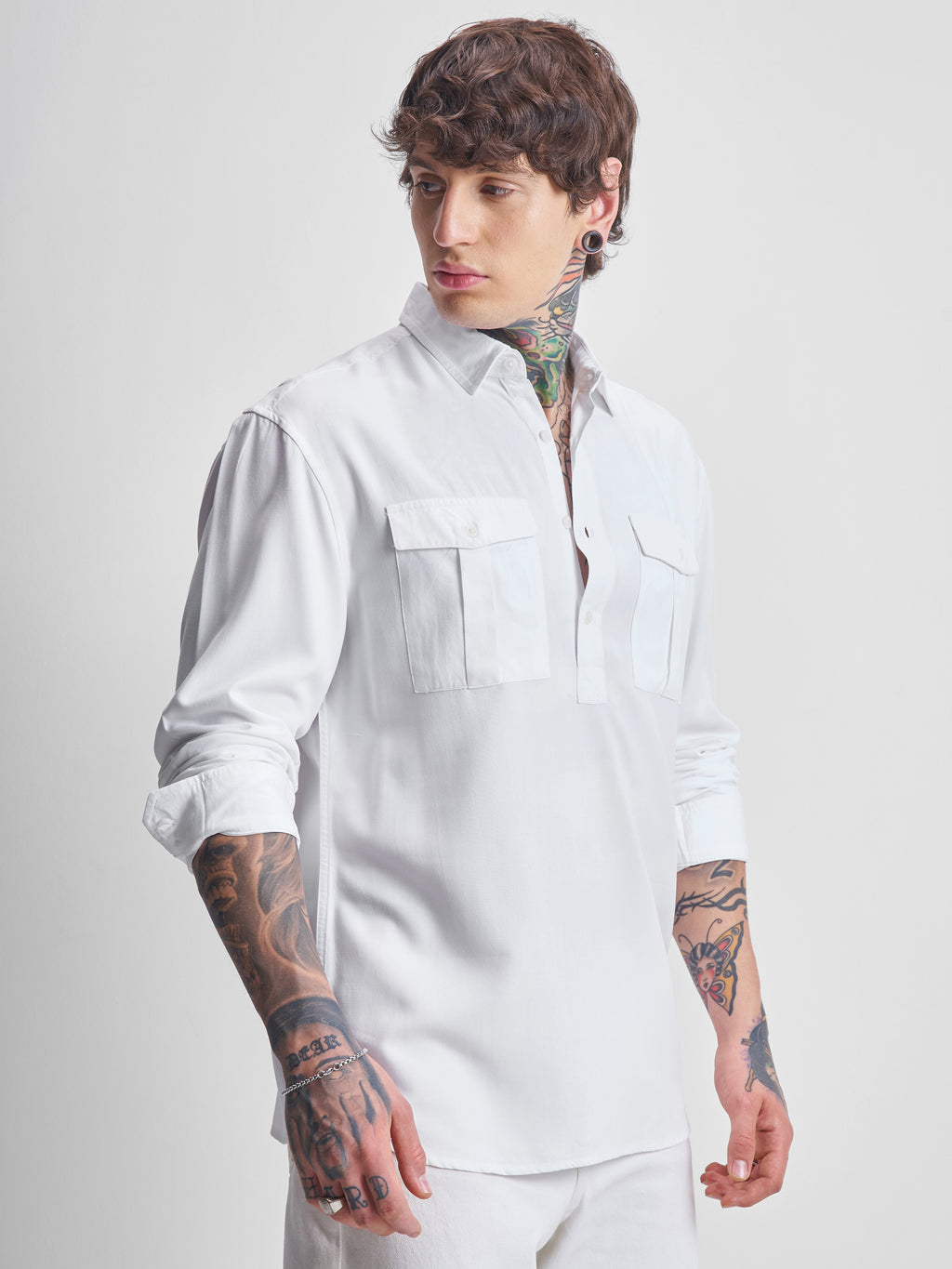 Highlander Men White Solid Relaxed Fit Casual Shirt - White - Image 6