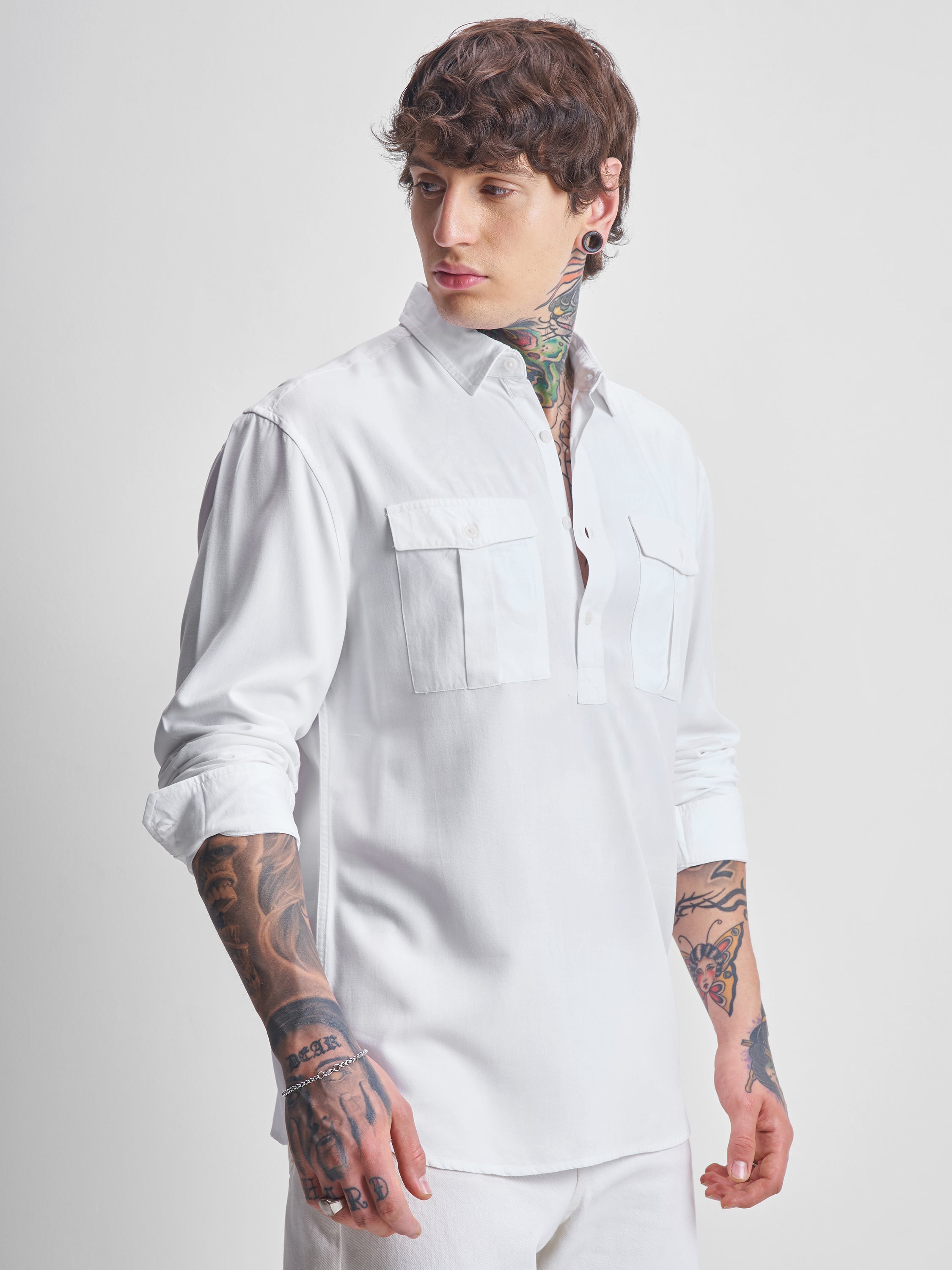Highlander Men White Solid Relaxed Fit Casual Shirt - White - Image 6