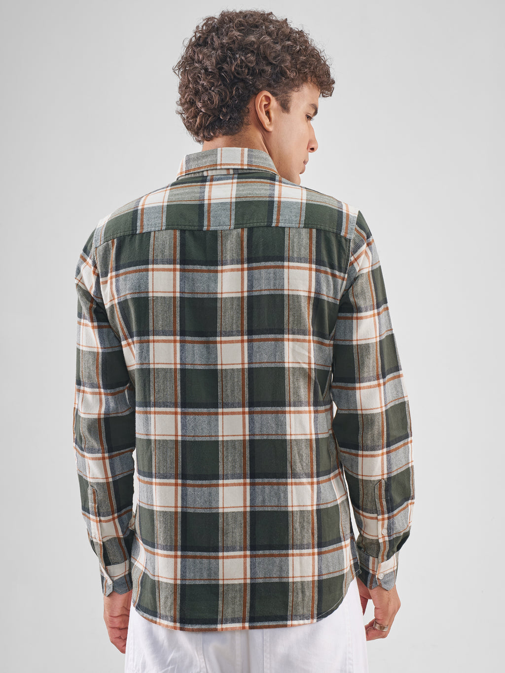 Highlander Men Cream Checked Slim Fit Casual Shirt - Cream - Image 3