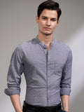 Highlander Men Blue Textured Slim Fit Casual Shirt - Blue - Image 1