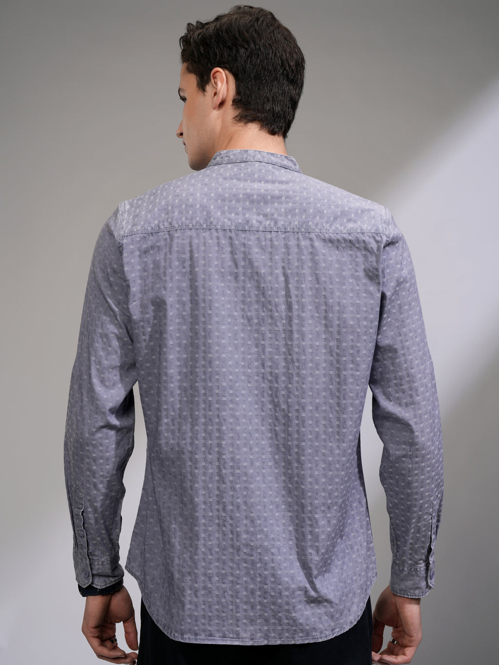 Highlander Men Blue Textured Slim Fit Casual Shirt - Blue - Image 3