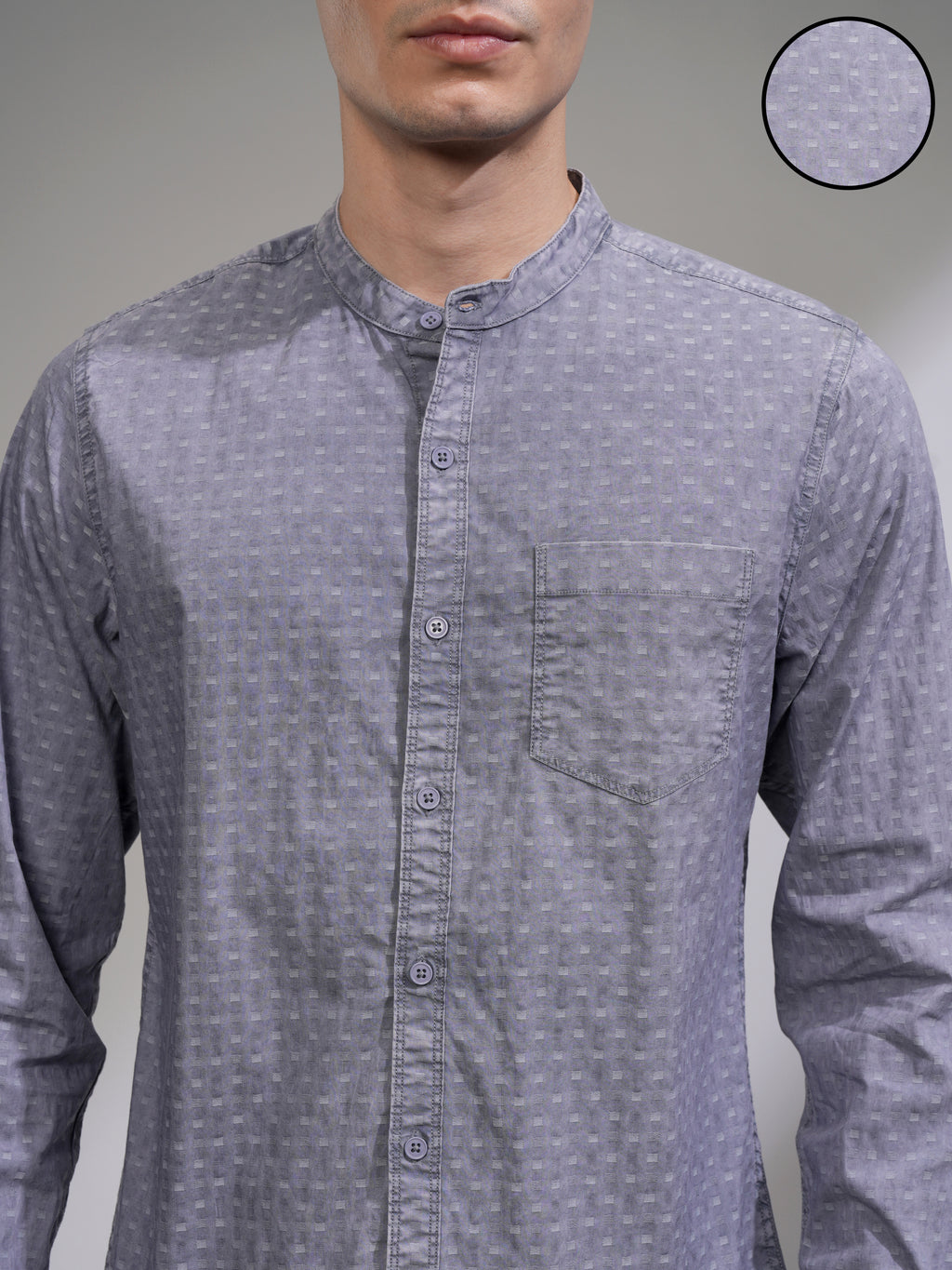 Highlander Men Blue Textured Slim Fit Casual Shirt - Blue - Image 5