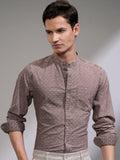 Highlander Men Maroon Self Design Slim Fit Casual Shirt - Maroon - Image 1