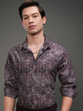 Highlander Men Mauve Printed Slim Fit Casual Shirt - Mauve - Image 1