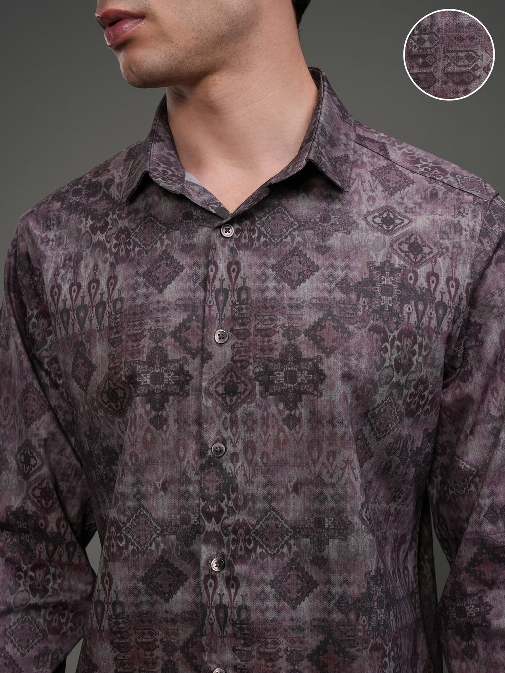 Highlander Men Mauve Printed Slim Fit Casual Shirt - Mauve - Image 5