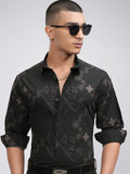 Highlander Men Black Printed Slim Fit Casual Shirt - Black - Image 1