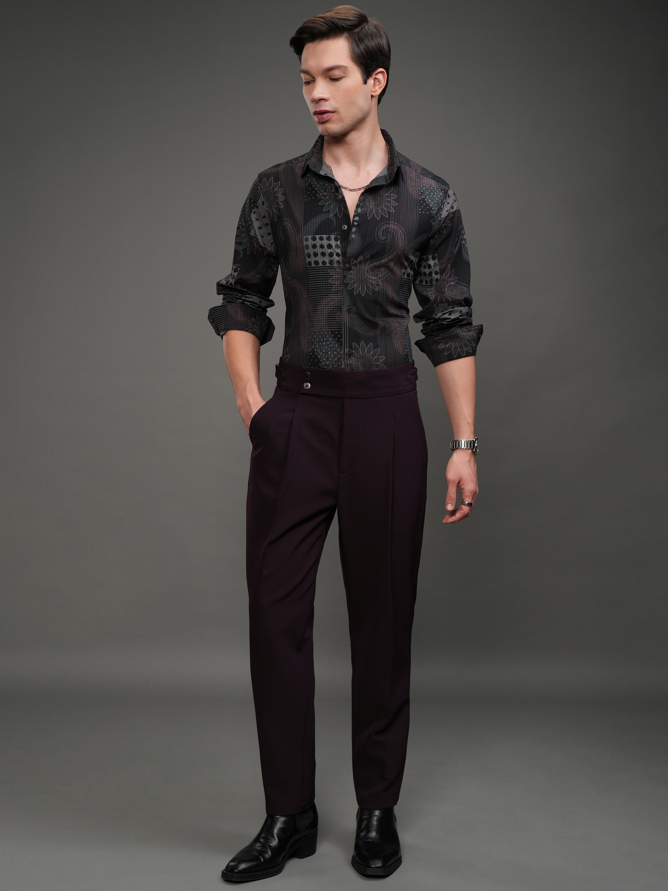 Highlander Men Brown Printed Slim Fit Casual Shirt - Brown - Image 2