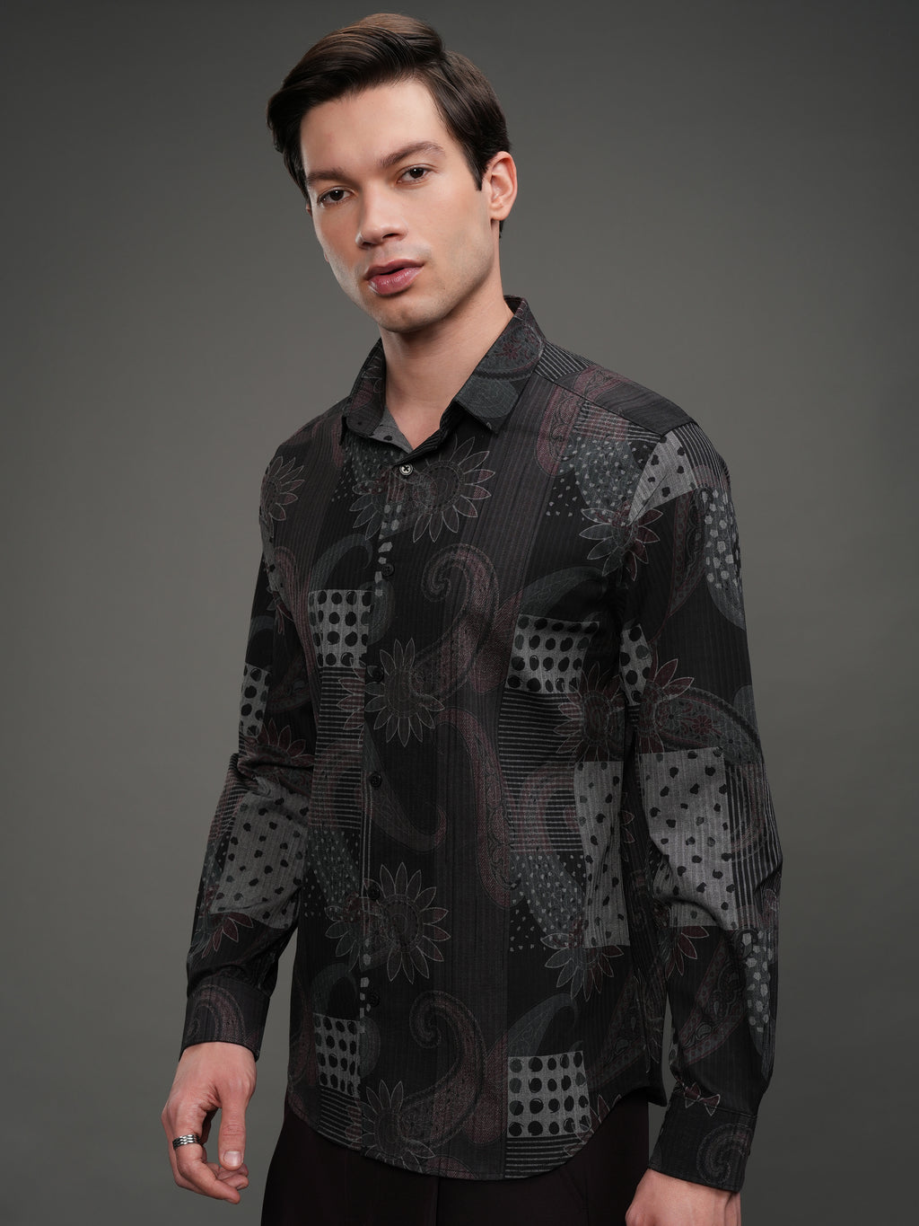 Highlander Men Brown Printed Slim Fit Casual Shirt - Brown - Image 4