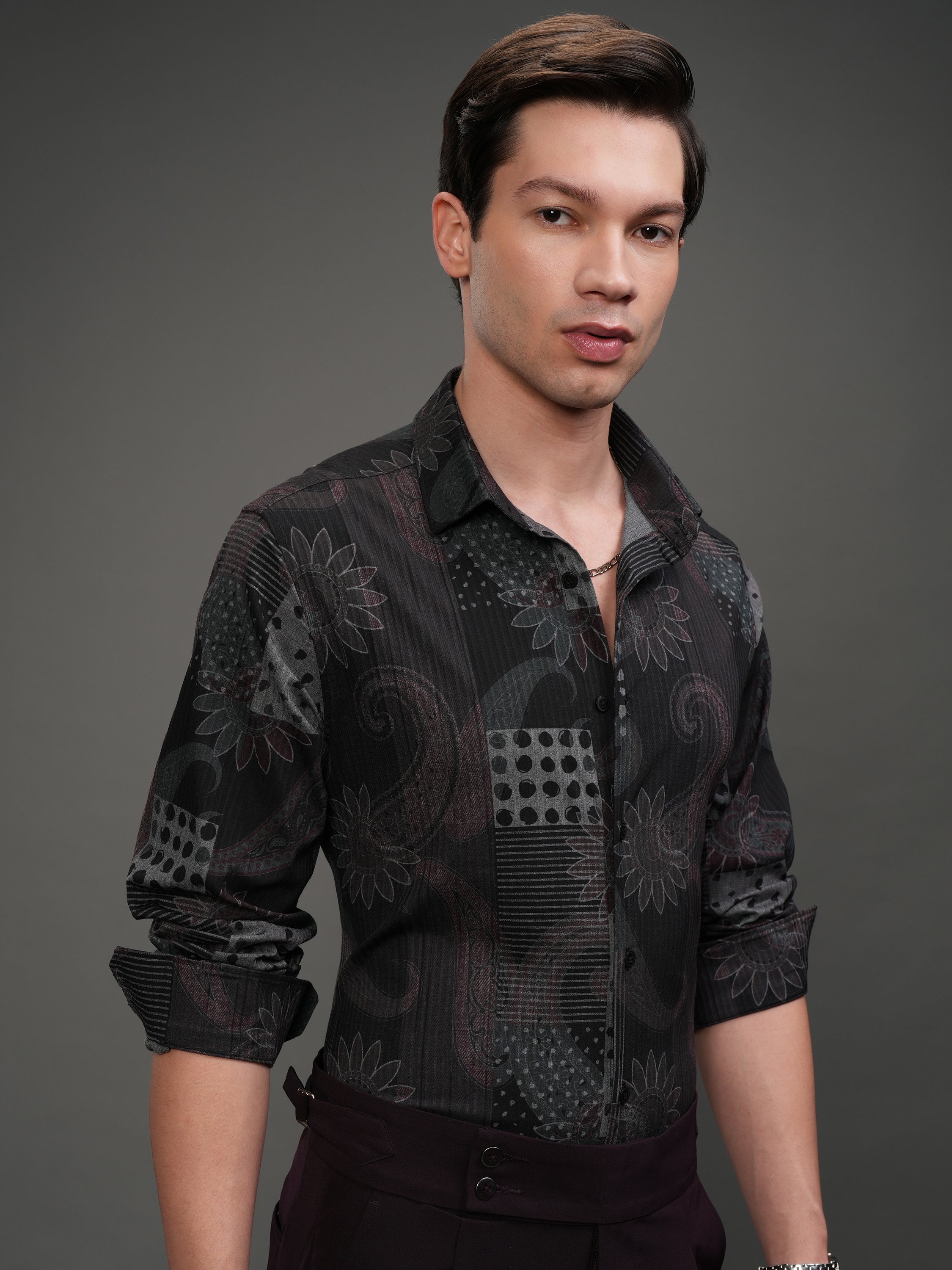 Highlander Men Brown Printed Slim Fit Casual Shirt - Brown - Image 6