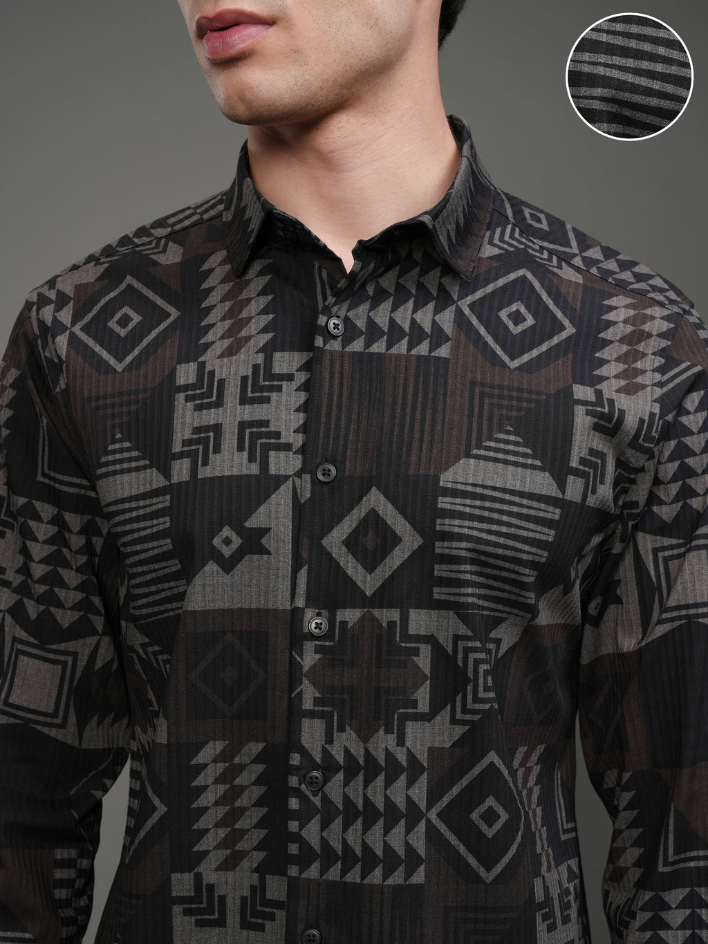 Highlander Men Brown Printed Slim Fit Casual Shirt - Brown - Image 5