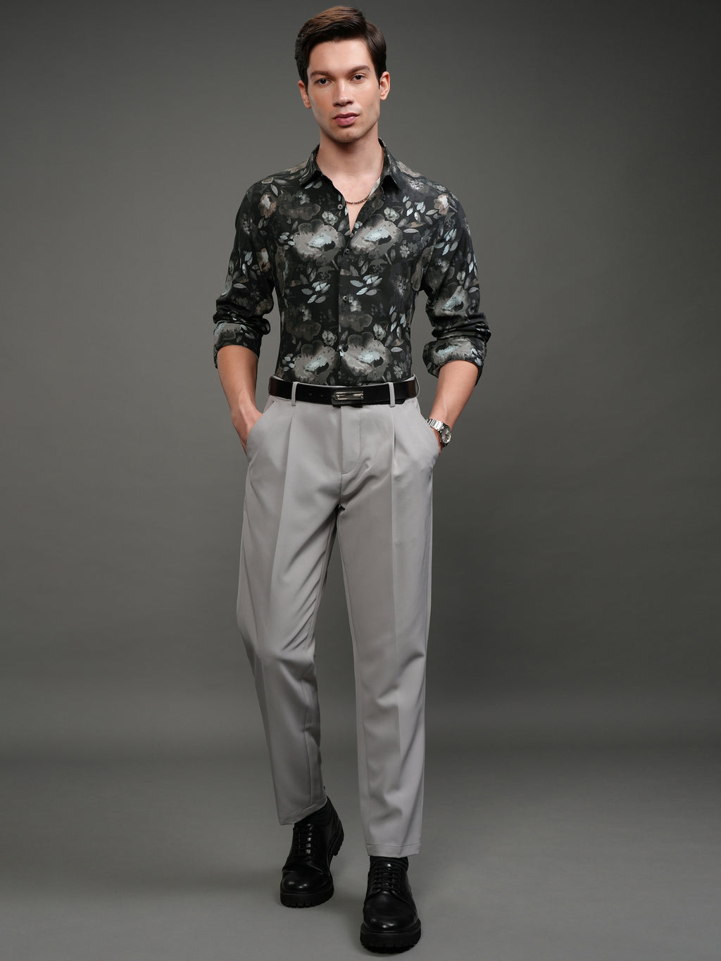 Highlander Men Black Printed Slim Fit Casual Shirt - Black - Image 2