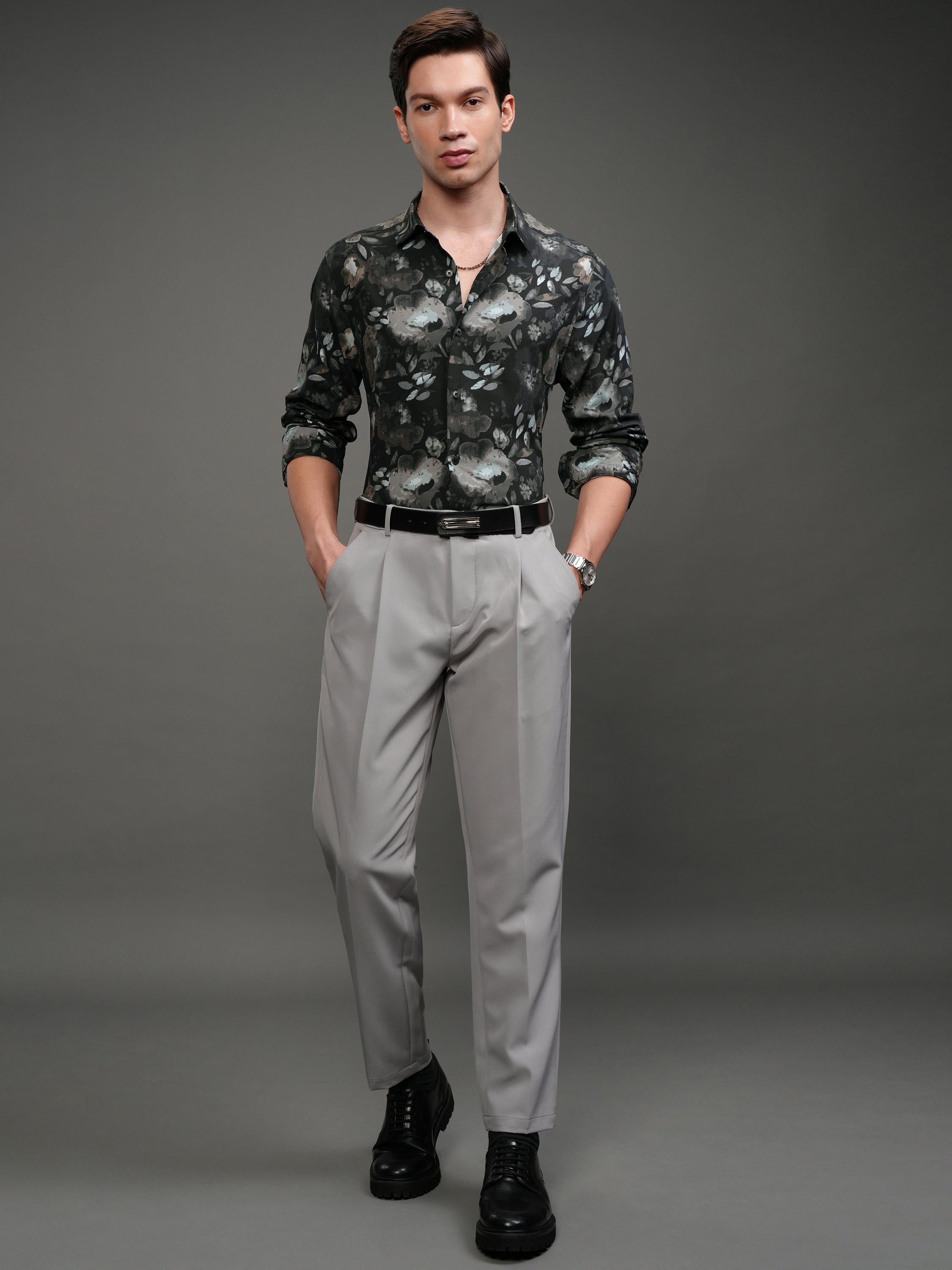 Highlander Men Black Printed Slim Fit Casual Shirt - Black - Image 2