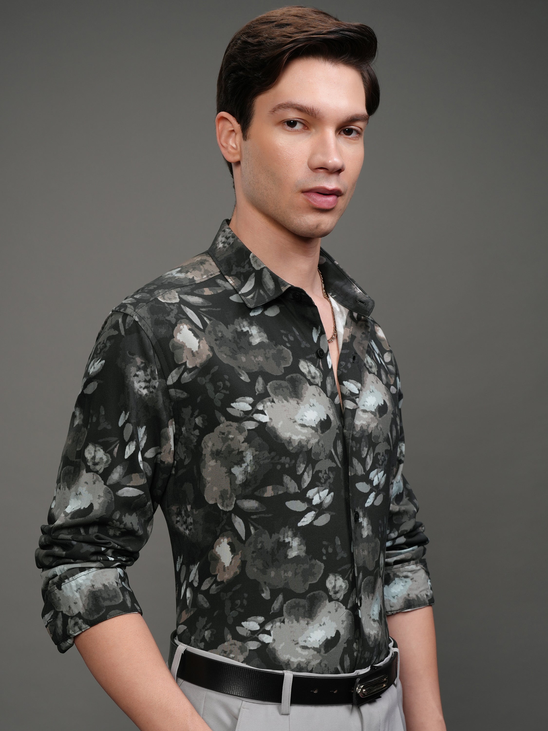 Highlander Men Black Printed Slim Fit Casual Shirt - Black - Image 6