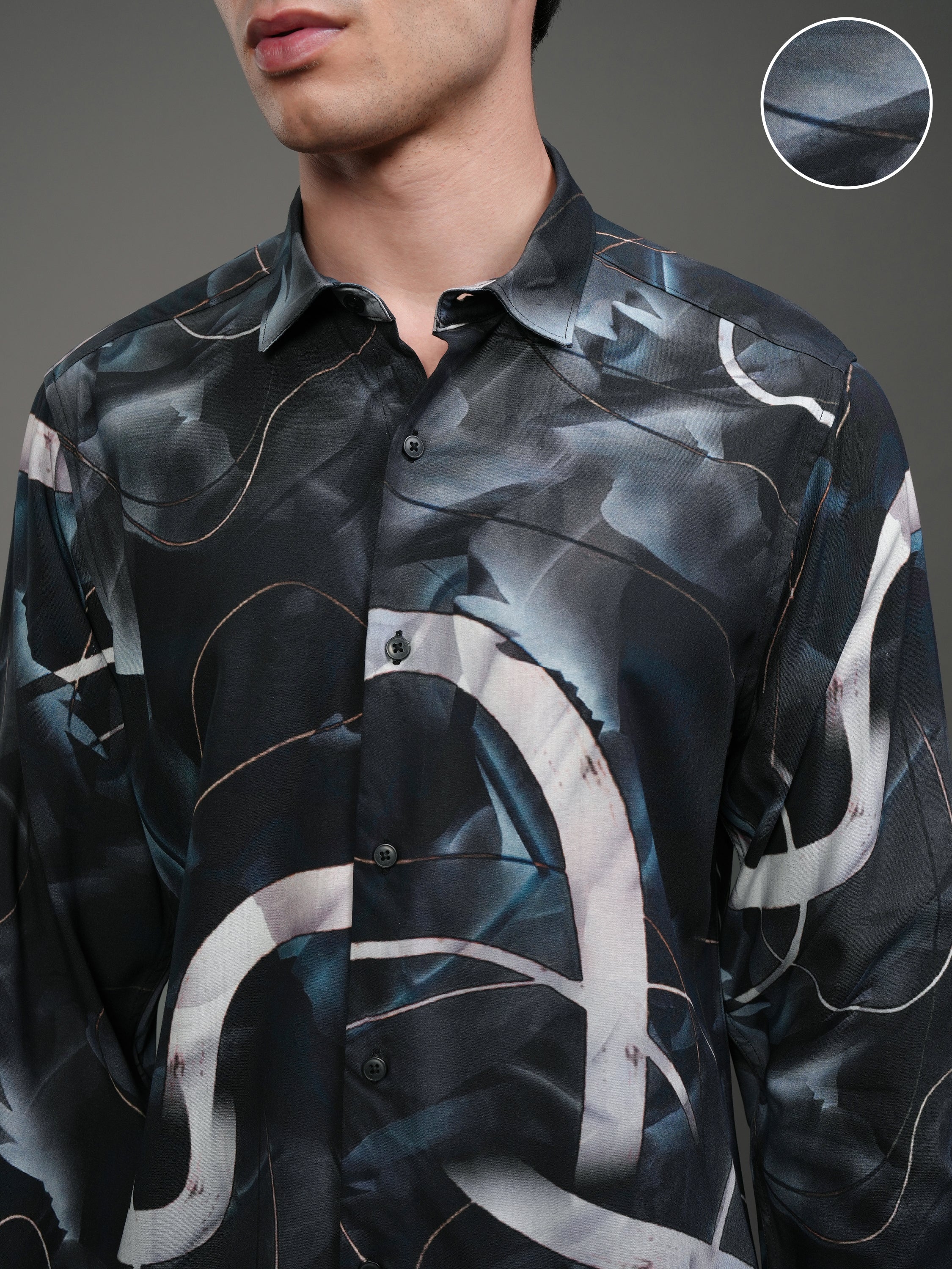 Highlander Men Navy Blue Printed Slim Fit Casual Shirt - Navy Blue - Image 5