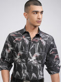 Highlander Men Charcoal Printed Slim Fit Casual Shirt - Charcoal - Image 1