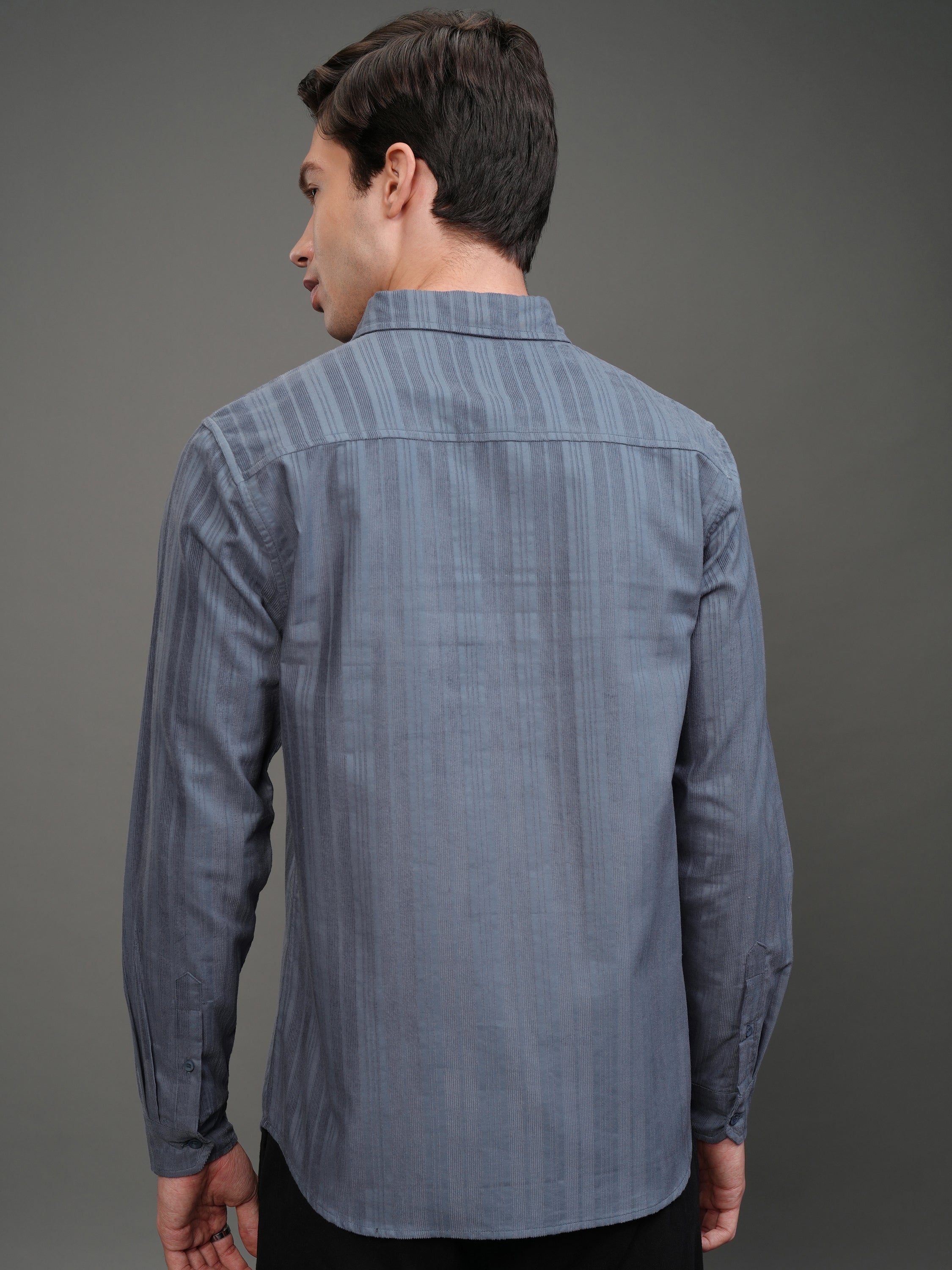 Highlander Men Blue Striped Slim Fit Casual Shirt - Blue - Image 3