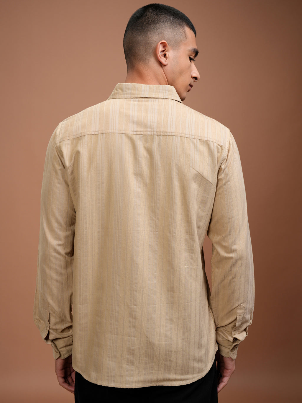 Highlander Men Beige Striped Slim Fit Casual Shirt - Beige - Image 3