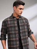 Highlander Men Grey Checked Relaxed Fit Casual Shirt - Grey - Image 1