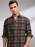 Highlander Men Rust Checked Relaxed Fit Casual Shirt - Rust - Image 1