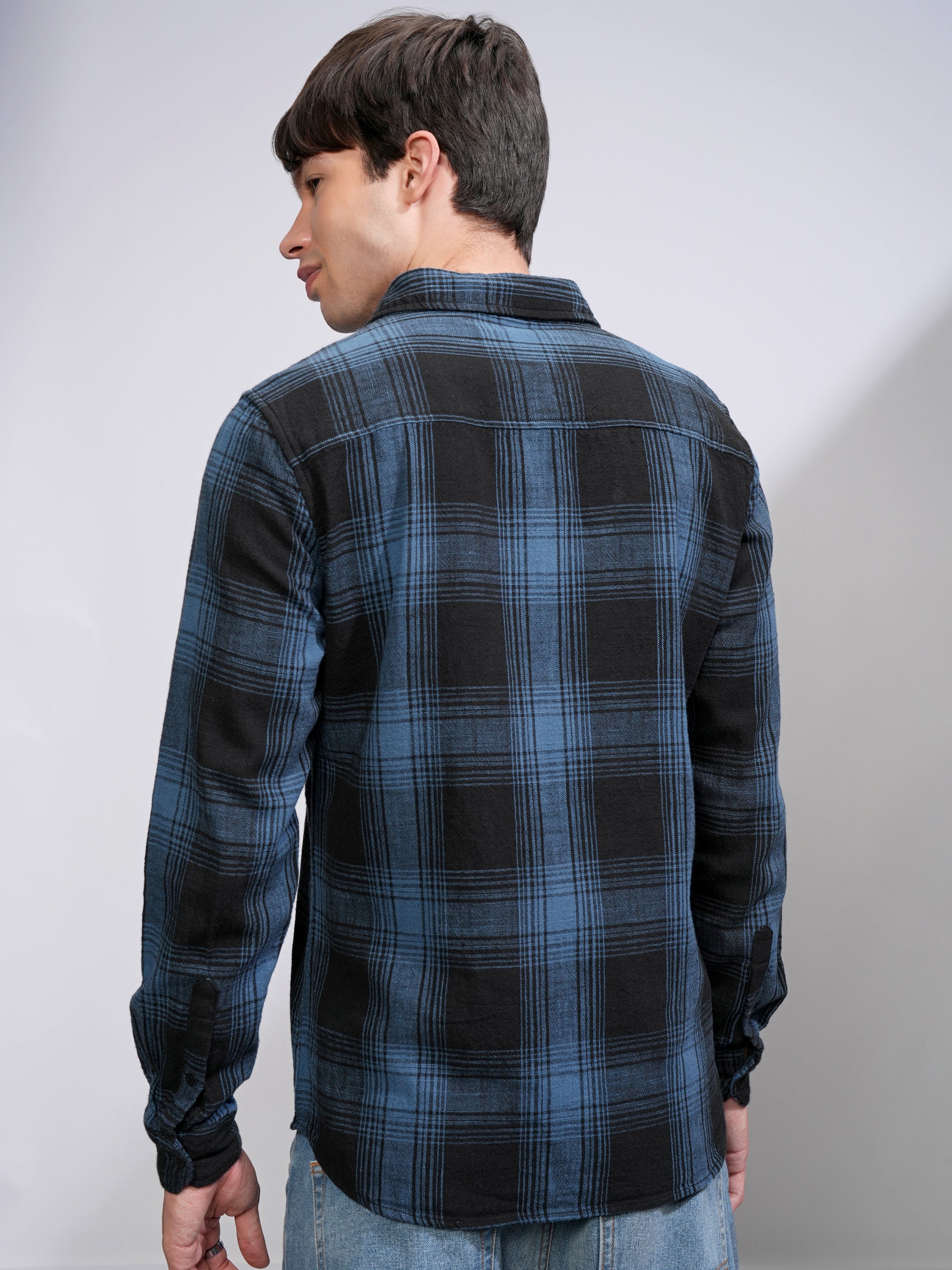Highlander Men Black Checked Slim Fit Casual Shirt - Black - Image 3