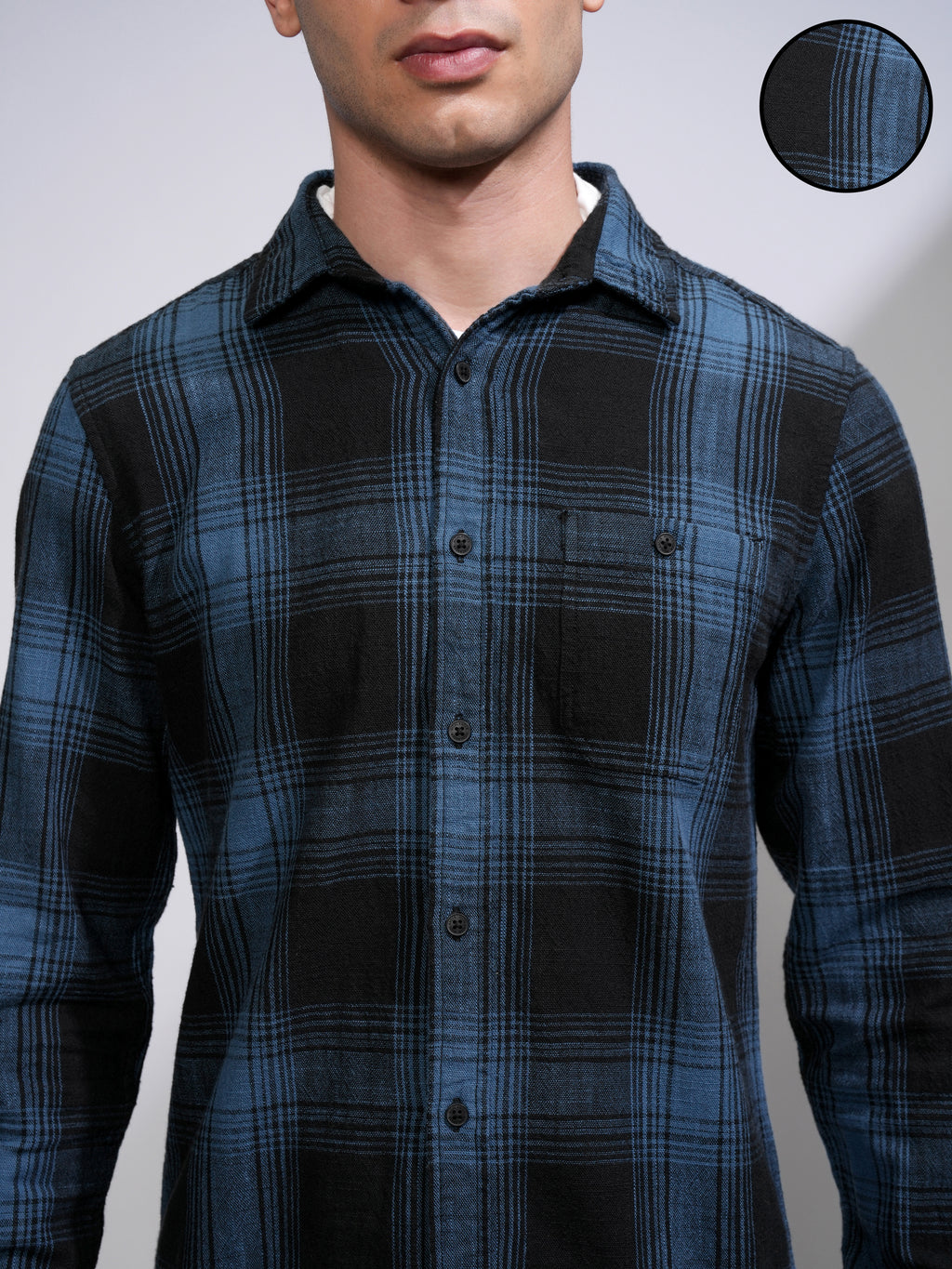 Highlander Men Black Checked Slim Fit Casual Shirt - Black - Image 5