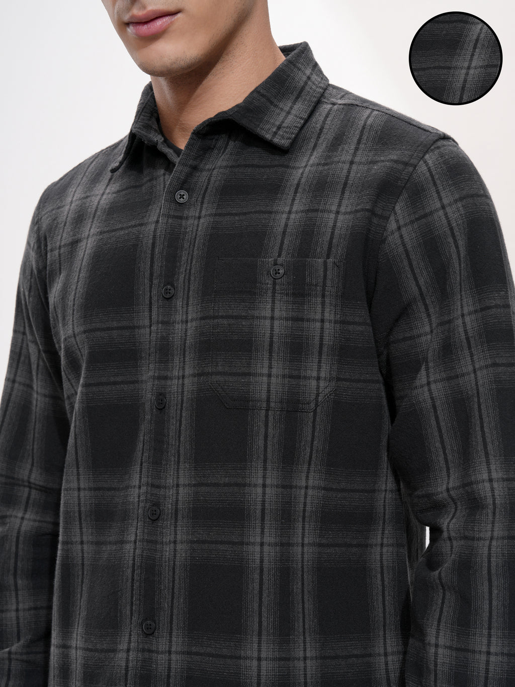 Highlander Men Black Checked Slim Fit Casual Shirt - Black - Image 5