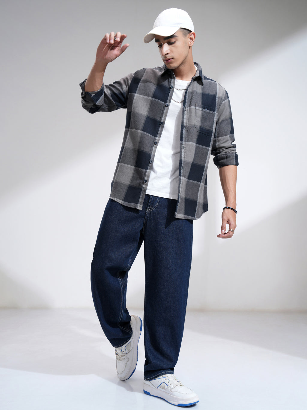 Highlander Men Blue Checked Slim Fit Casual Shirt - Blue - Image 2