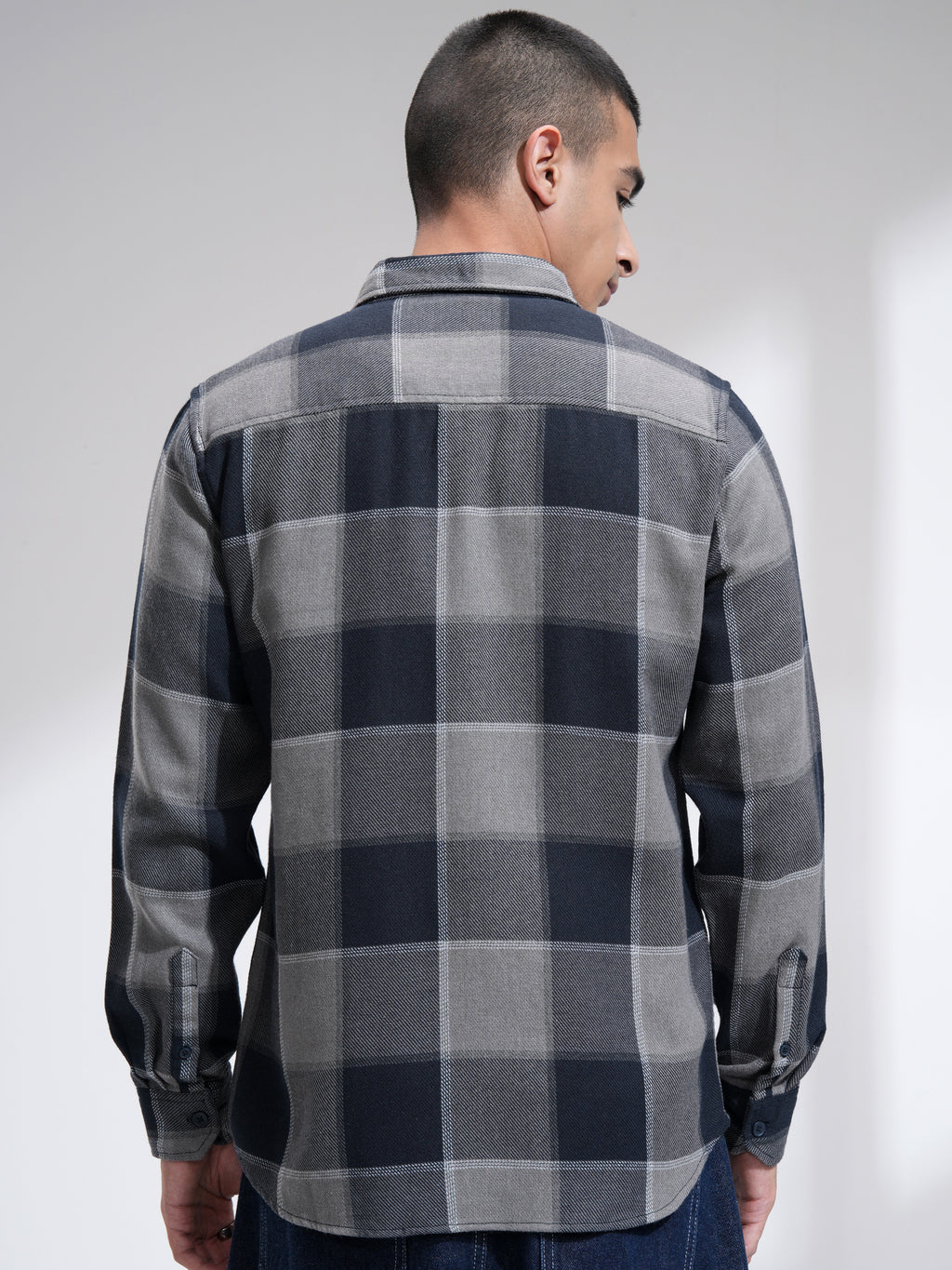Highlander Men Blue Checked Slim Fit Casual Shirt - Blue - Image 3