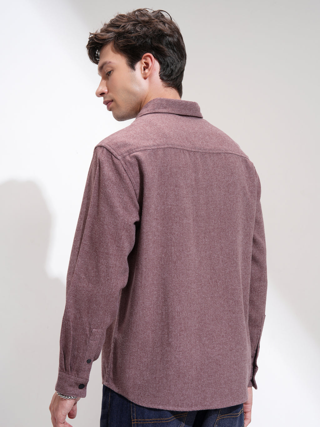 Highlander Men Maroon Self Design Relaxed Fit Casual Shirt - Maroon - Image 3