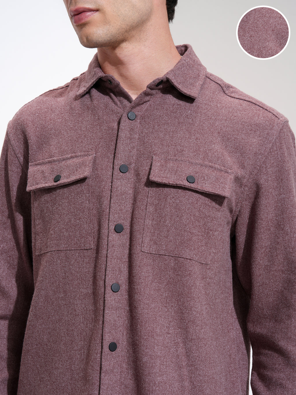 Highlander Men Maroon Self Design Relaxed Fit Casual Shirt - Maroon - Image 5