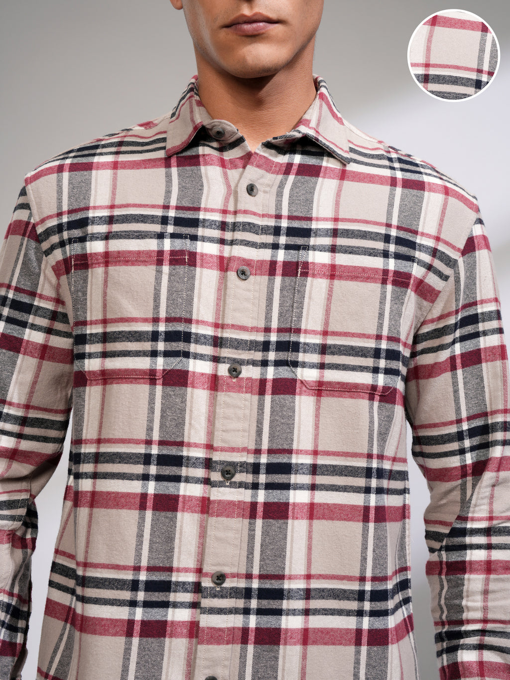 Highlander Men Beige Checked Relaxed Fit Casual Shirt - Beige - Image 5