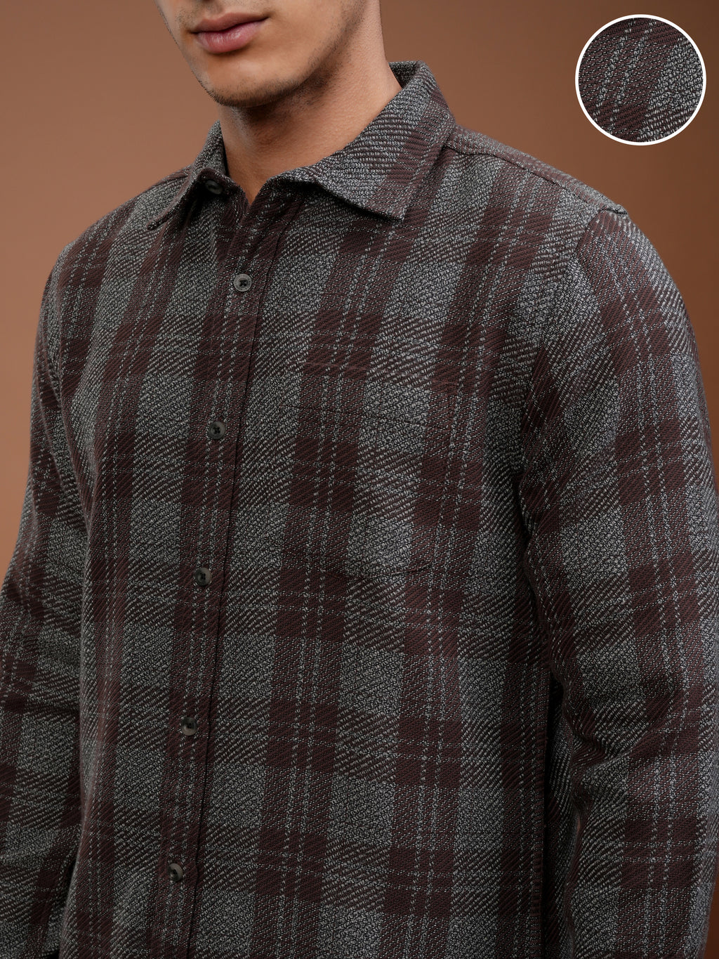 Highlander Men Grey Checked Slim Fit Casual Shirt - Grey - Image 5