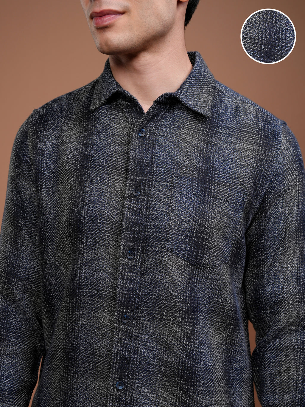 Highlander Men Grey Checked Slim Fit Casual Shirt - Grey - Image 5