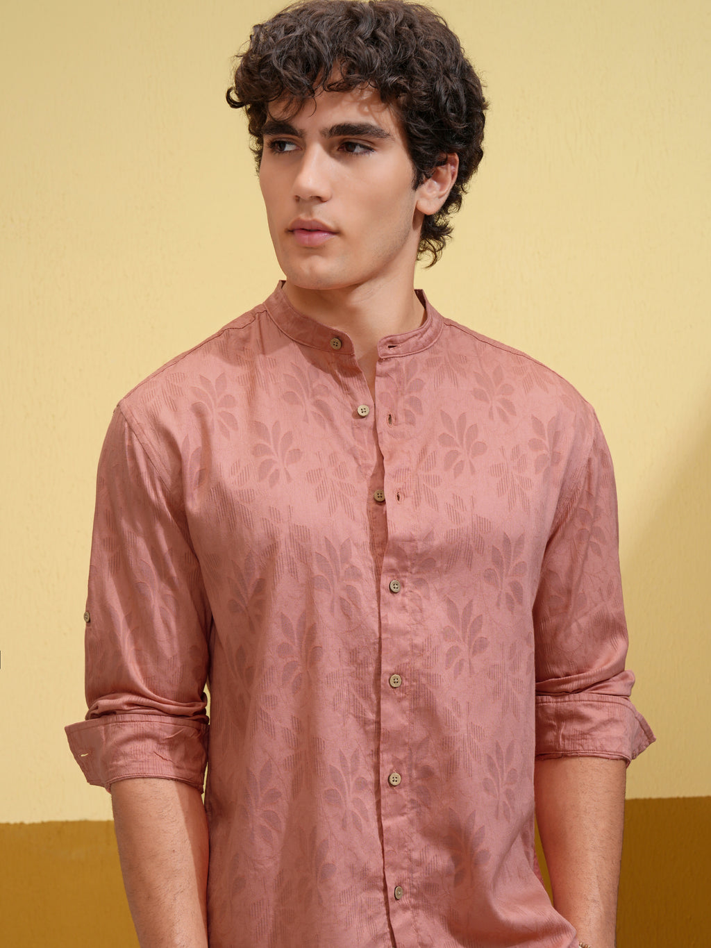 Highlander Men Peach Printed Relaxed Fit Casual Shirt - Peach - Image 1