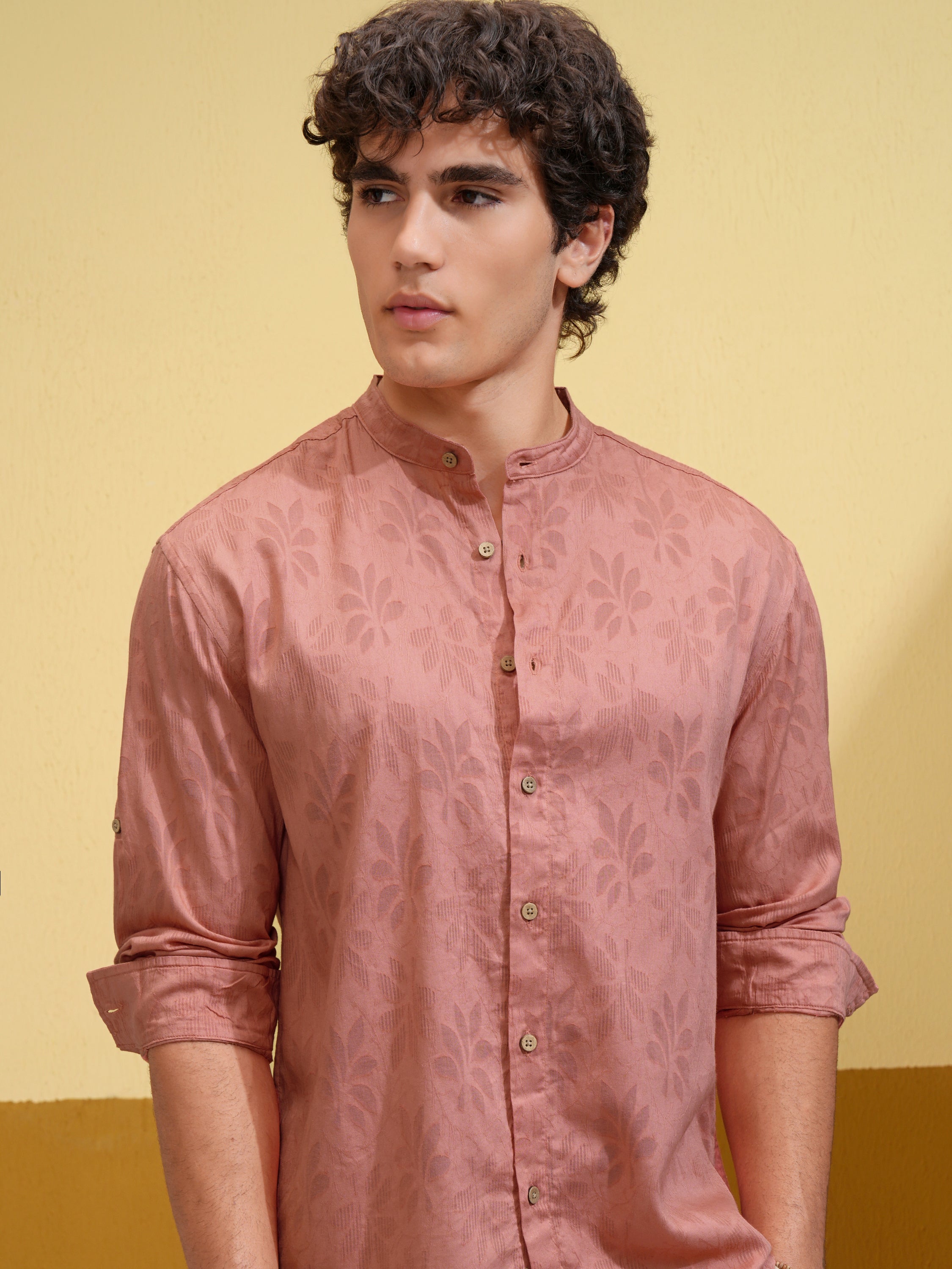 Highlander Men Peach Printed Relaxed Fit Casual Shirt - Peach - Image 1