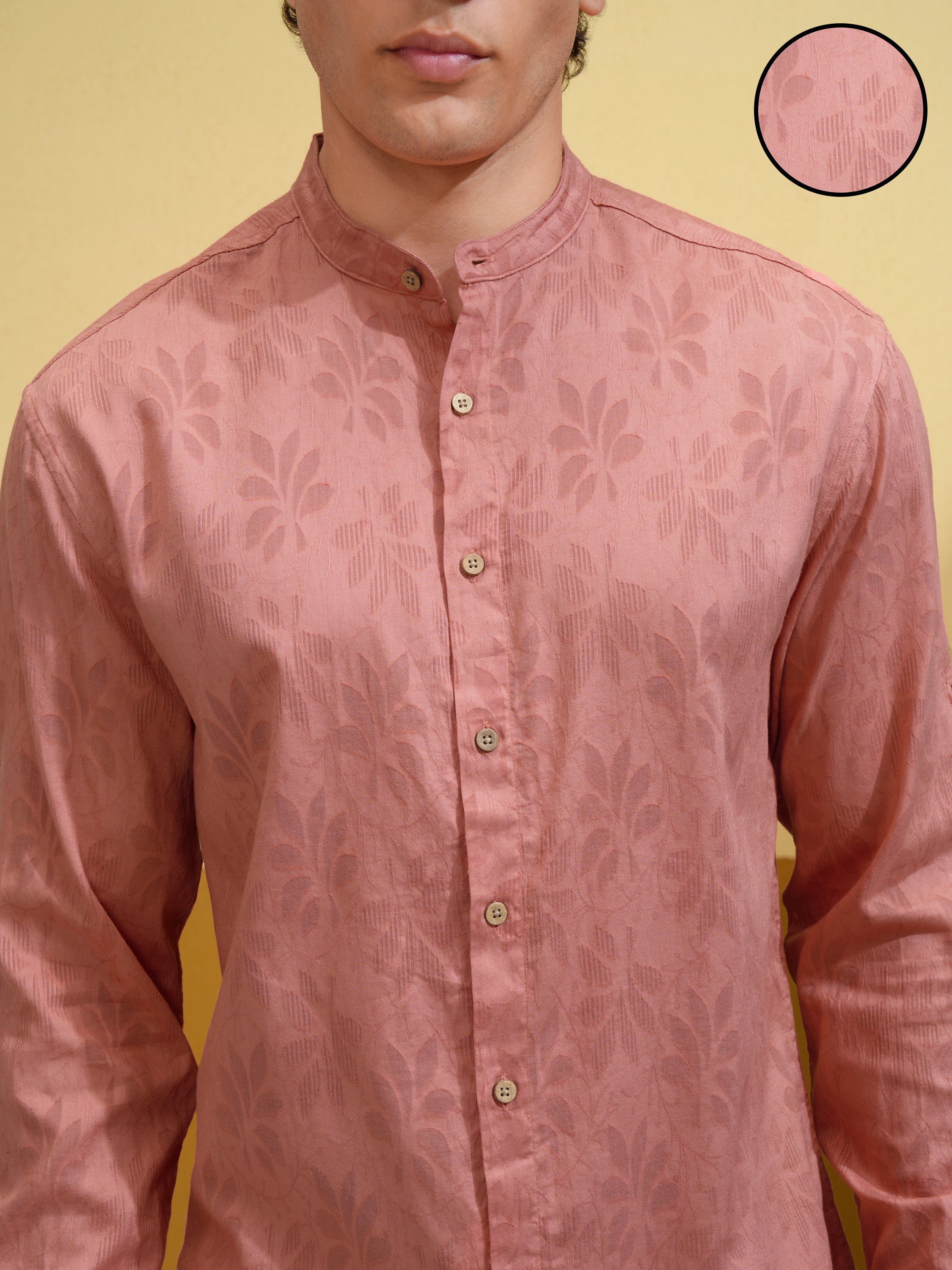 Highlander Men Peach Printed Relaxed Fit Casual Shirt - Peach - Image 5
