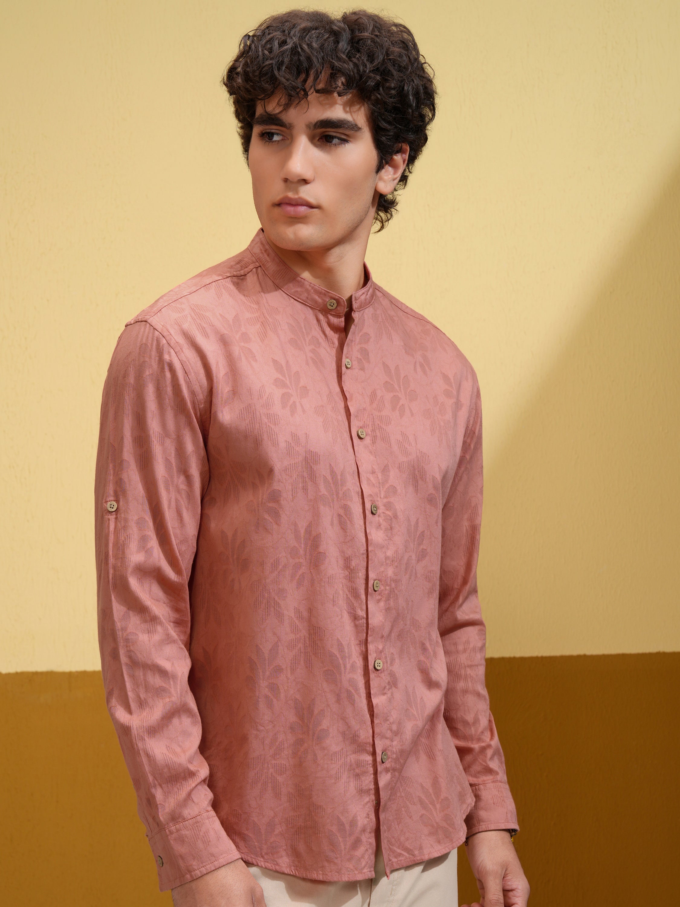Highlander Men Peach Printed Relaxed Fit Casual Shirt - Peach - Image 6