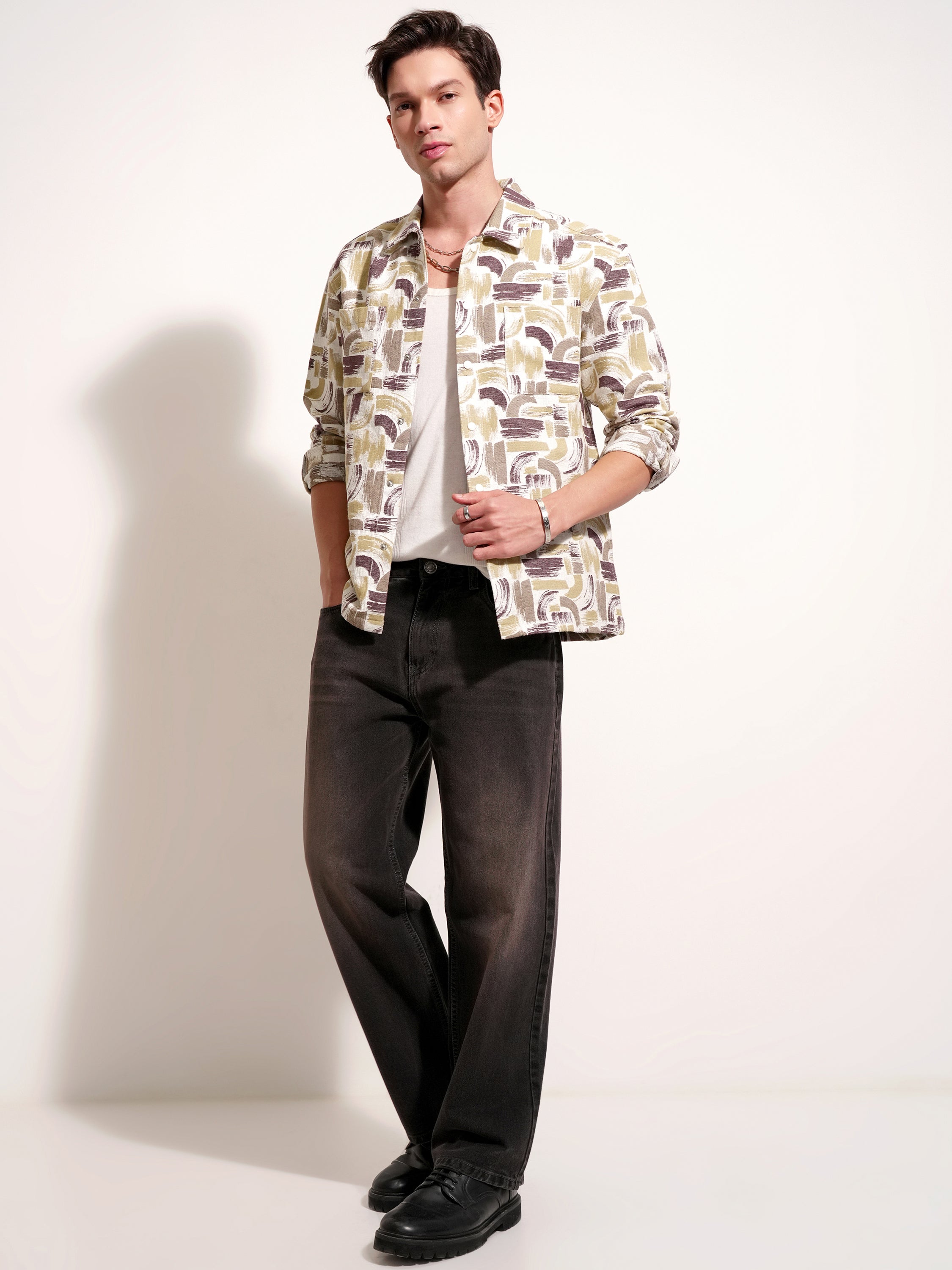 Highlander Men White Printed Relaxed Fit Casual Shirt - White - Image 2