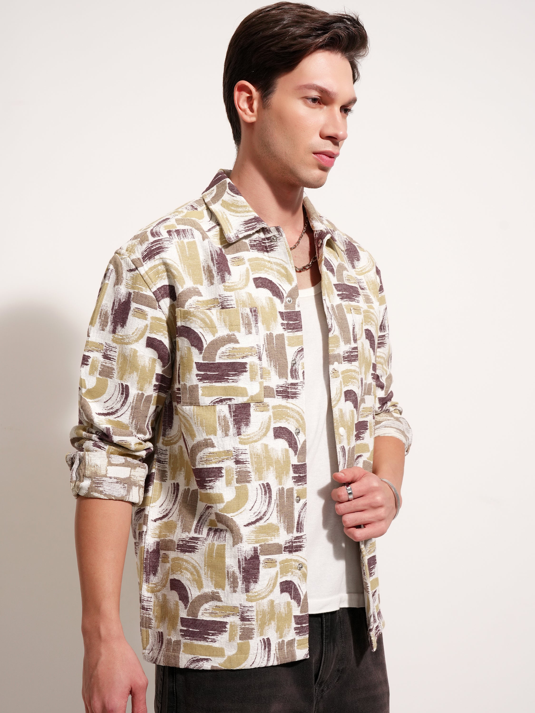 Highlander Men White Printed Relaxed Fit Casual Shirt - White - Image 6