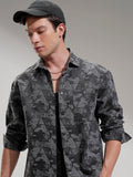 Highlander Men Charcoal Abstract Relaxed Fit Casual Shirt - Charcoal - Image 1